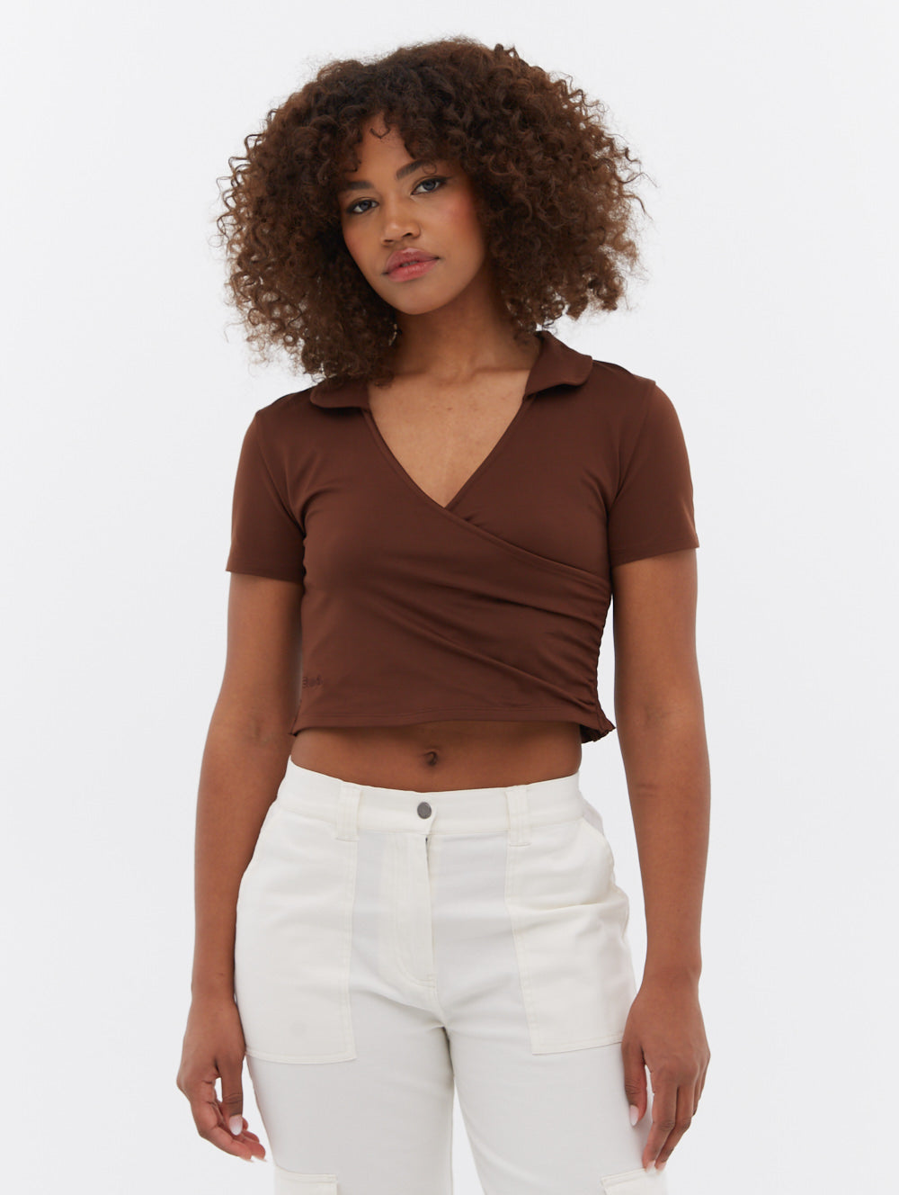 Constance Collared Wrap Crop Top - BLGH12062