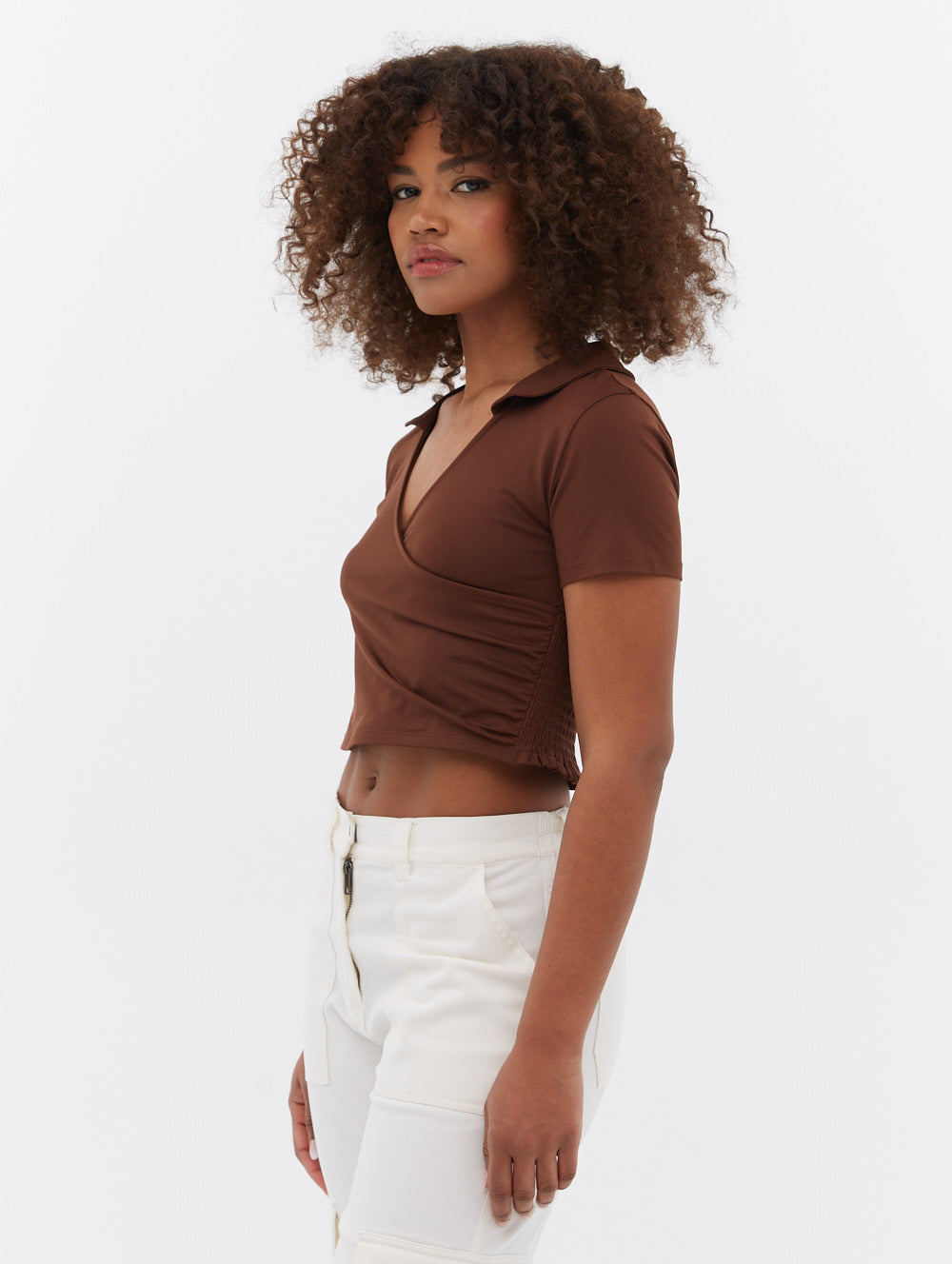 Constance Collared Wrap Crop Top - BLGH12062