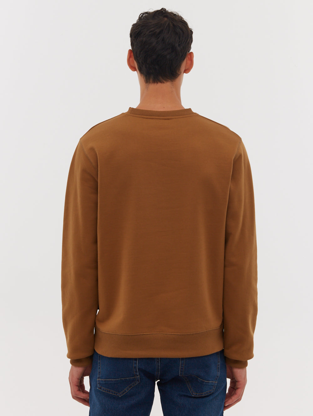 Tipster Perforated Logo Crew Neck Sweatshirt - Brown