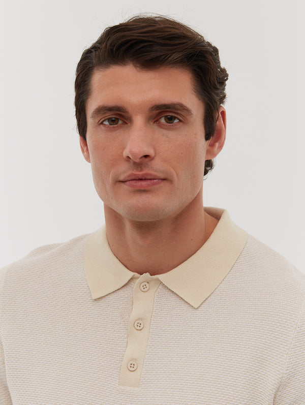 Totti Knit Polo Shirt - Beige - Bench