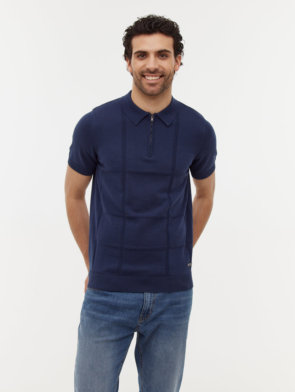 Navaro polo à motif quadrillé
