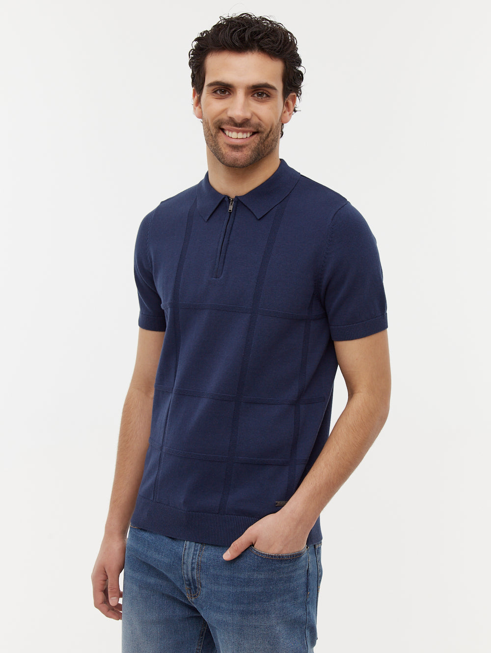 Navaro polo à motif quadrillé