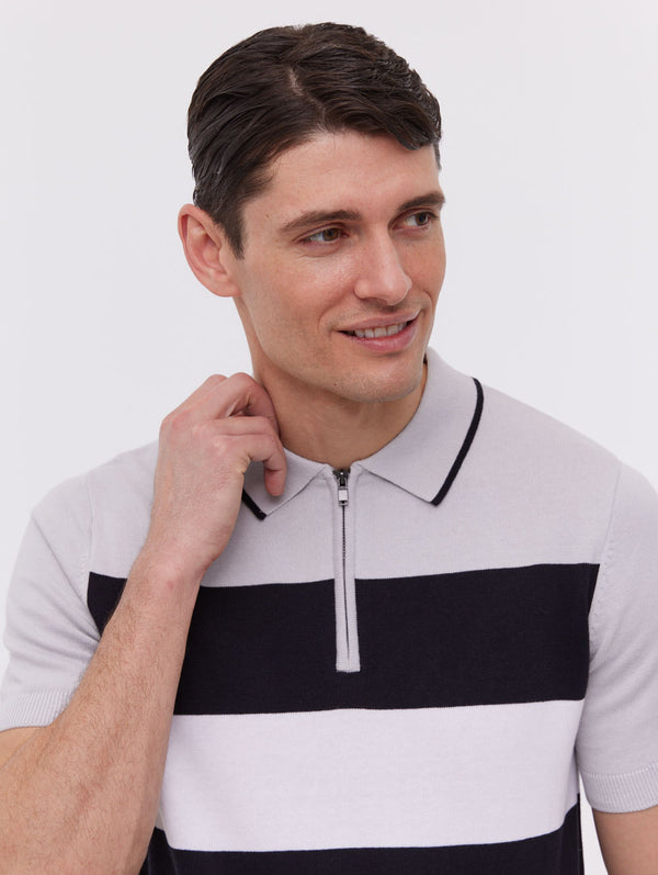 Aspinn Block Stripe Polo Shirt - Black - Bench