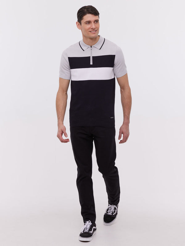 Aspinn Block Stripe Polo Shirt - Black - Bench