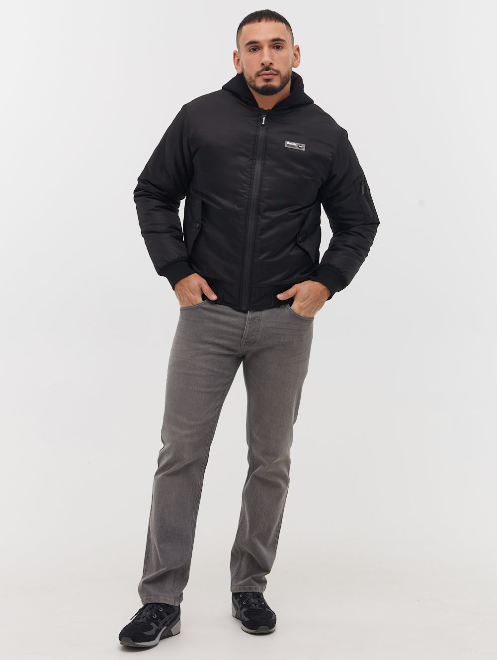 Bomper Fleece Hood Bomber Jacket - Black