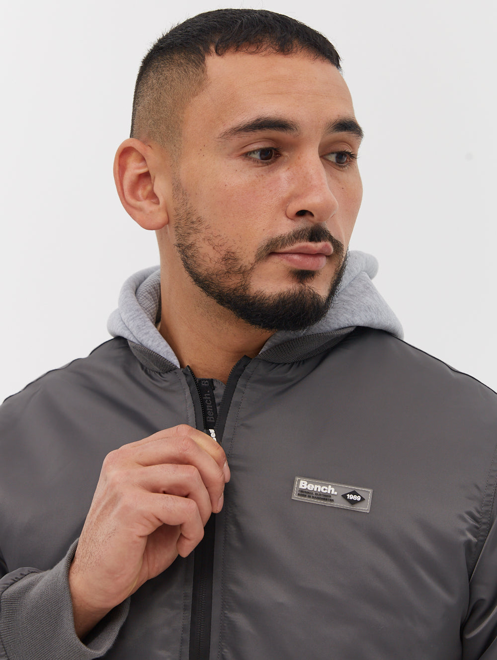 Bomper Fleece Hood Bomber Jacket - Grey