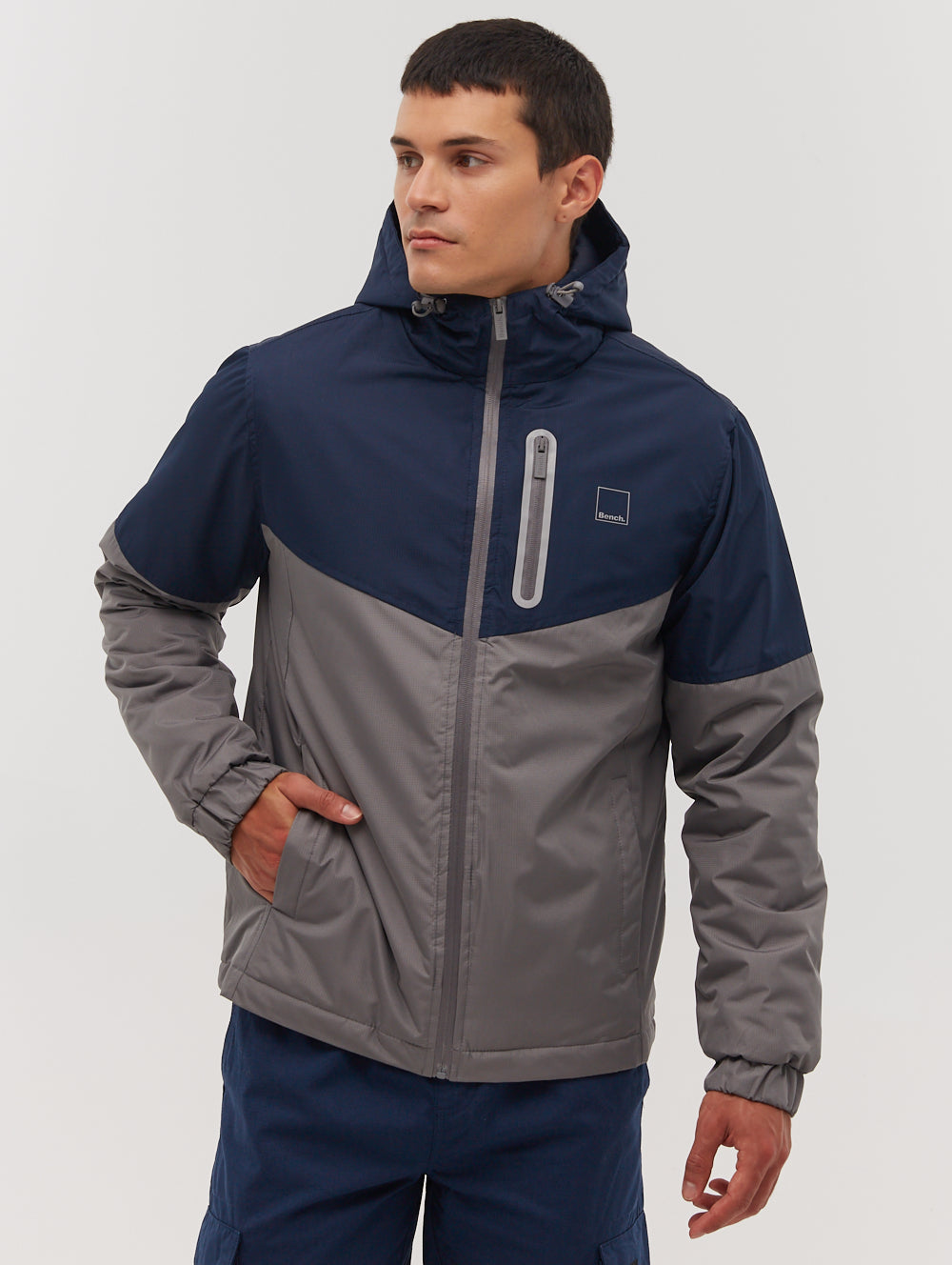 Benja Color Block Hooded Jacket - Grey
