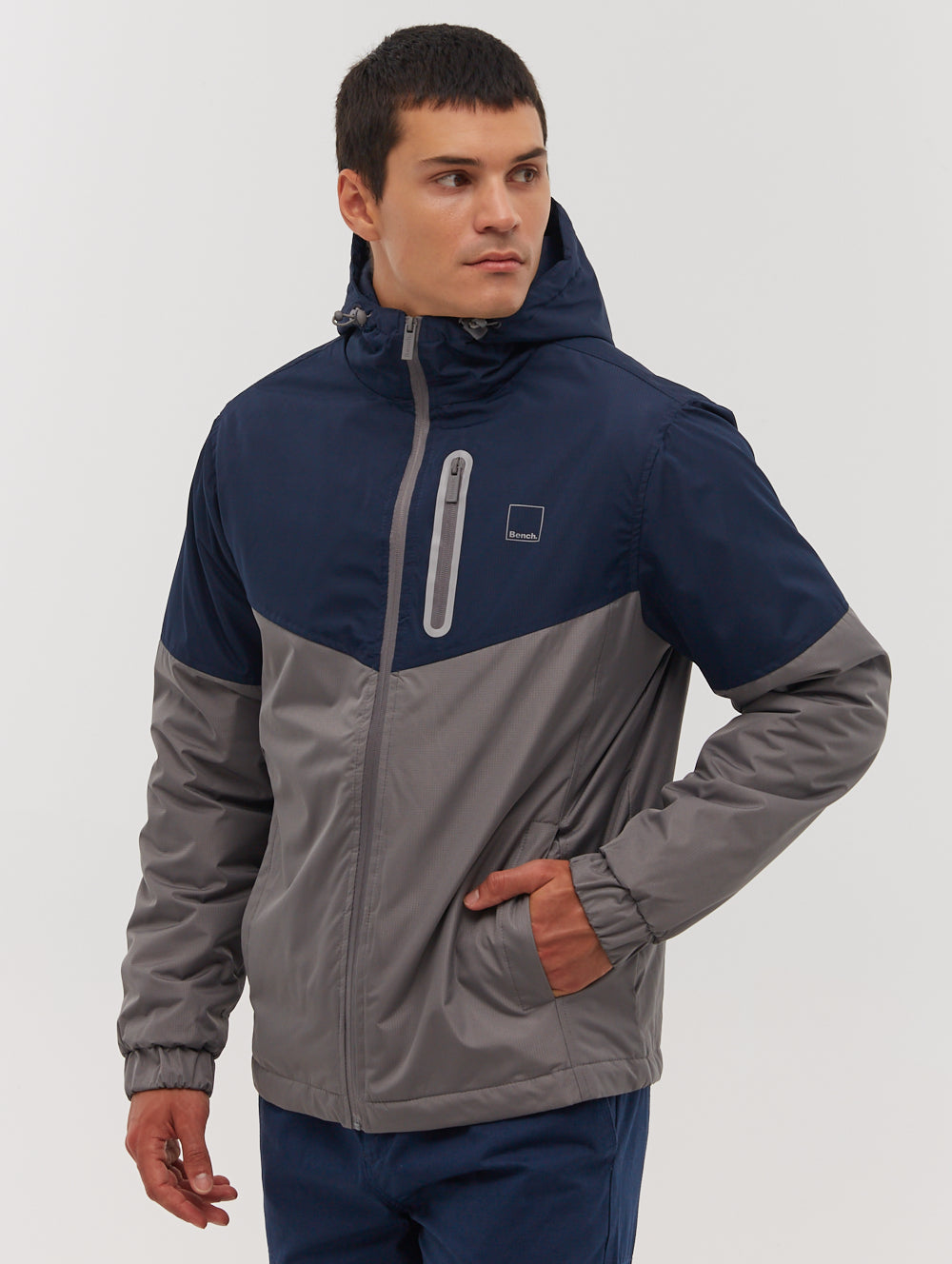 Benja Color Block Hooded Jacket - Grey