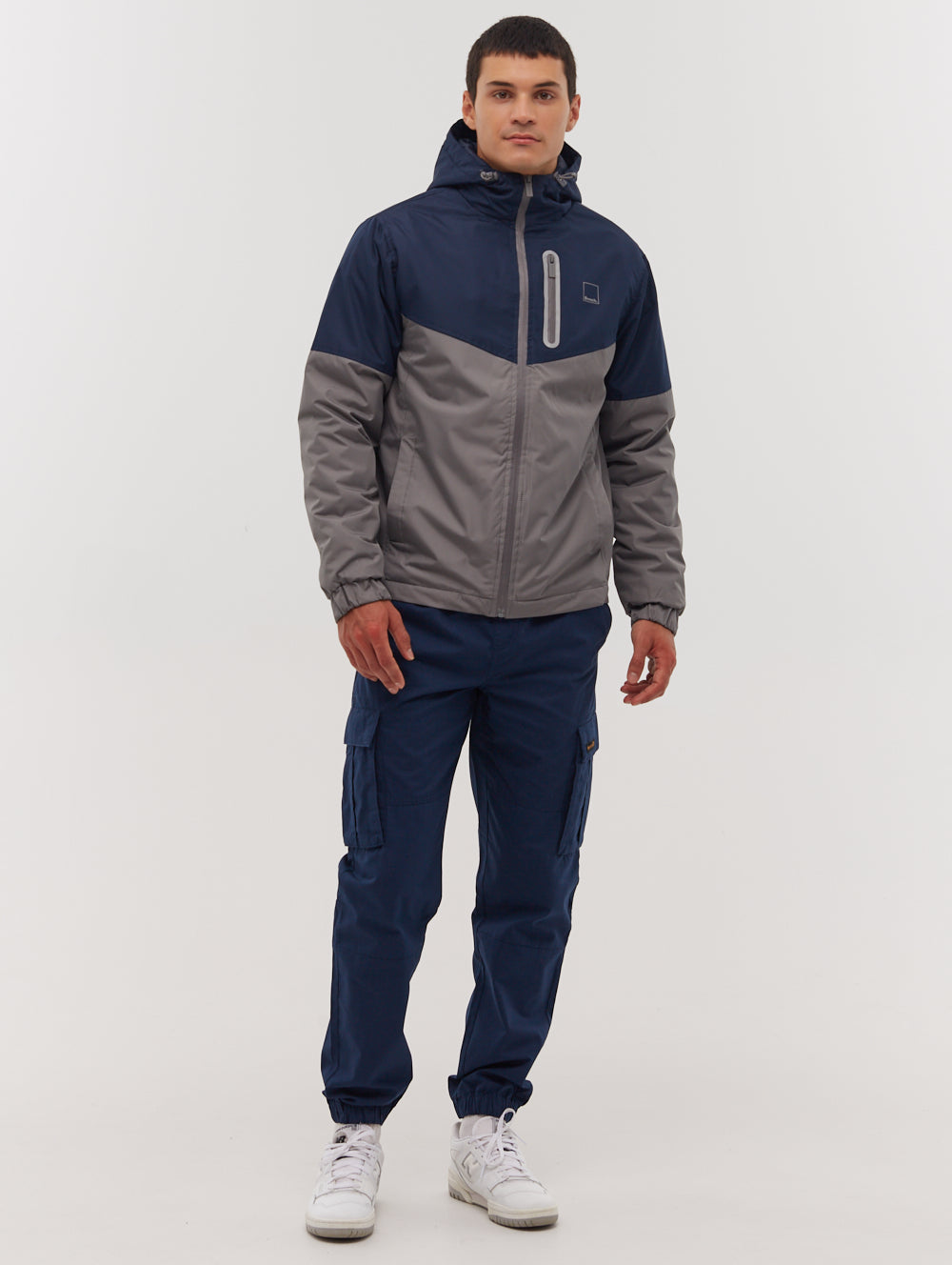 Benja Color Block Hooded Jacket - Grey