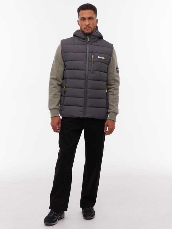 Galban Hooded Puffer Vest - Grey - Bench