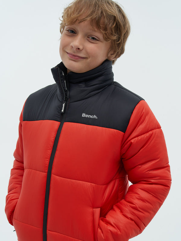 Boys red puffa clearance jacket