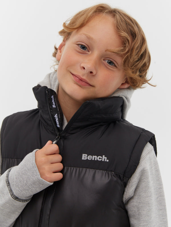 Boys puffer vest with cheap hood