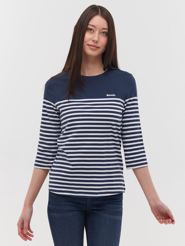 Blue white striped t shirt women's best sale