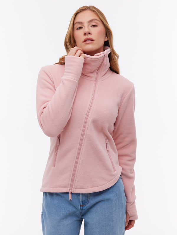 今期定価31,000円Women'sTeam Flow Jacket M Symmy Asymmetric Zip-Up Funnel Neck - Pink - Bench