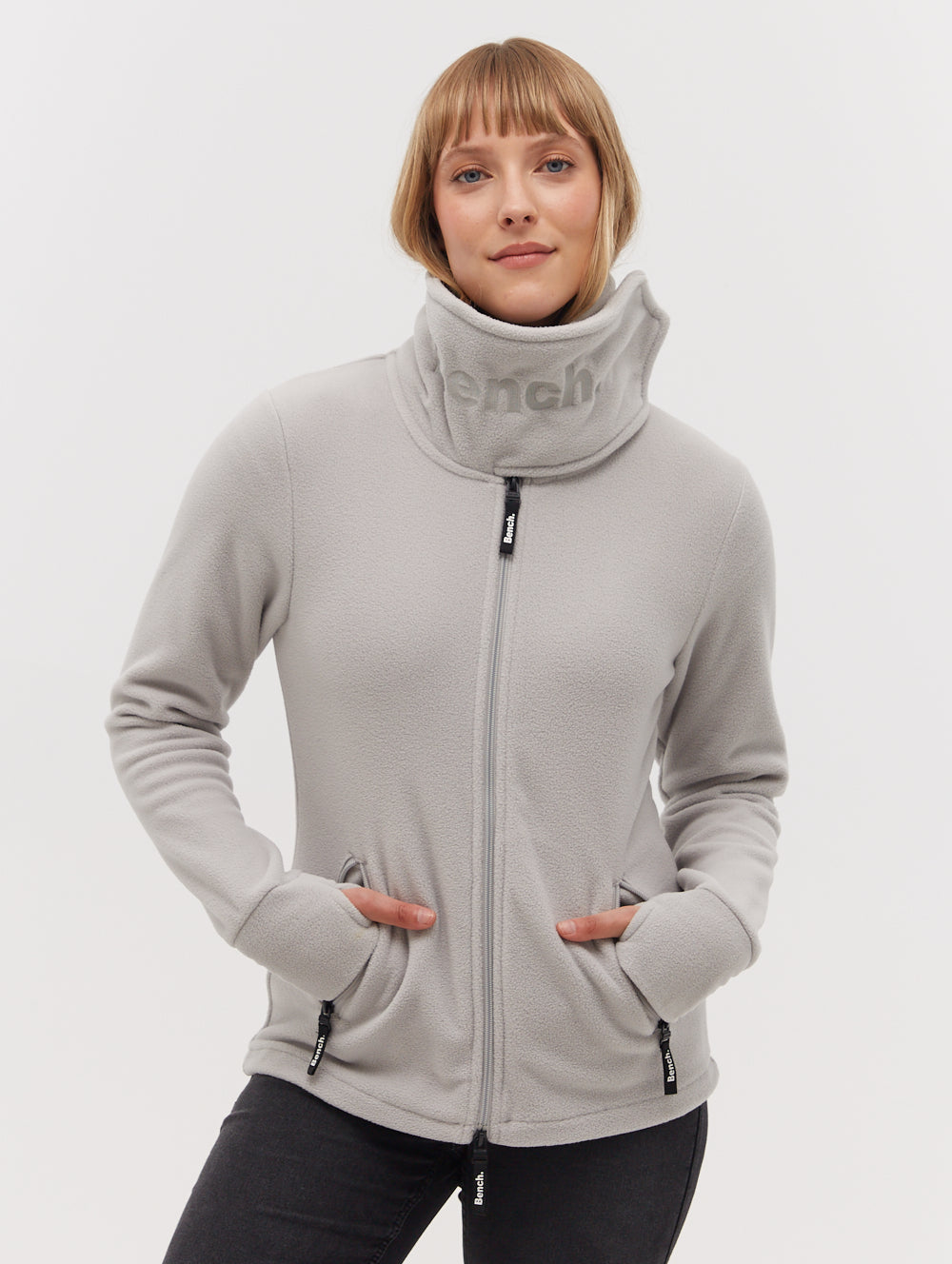 Funnel Microfleece Wrap Neck Zip-Up - Grey