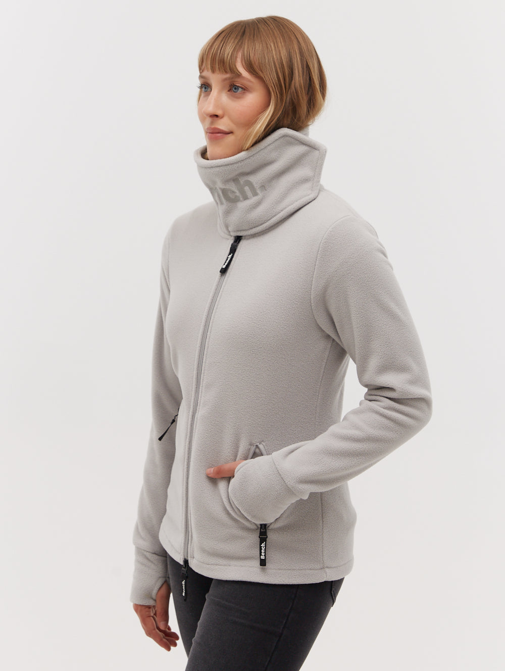 Funnel Microfleece Wrap Neck Zip-Up - Grey