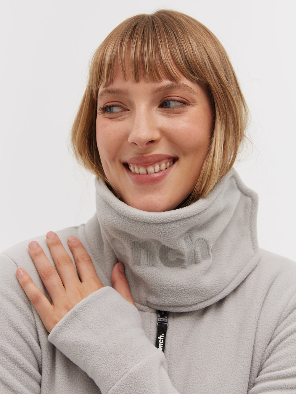 Funnel Microfleece Wrap Neck Zip-Up - Grey