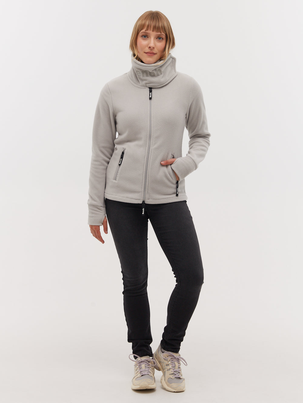 Funnel Microfleece Wrap Neck Zip-Up - Grey