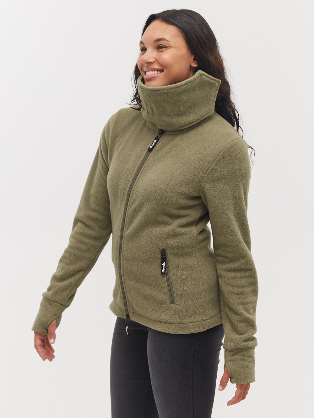 Funnel Microfleece Wrap Neck Zip-Up - Green