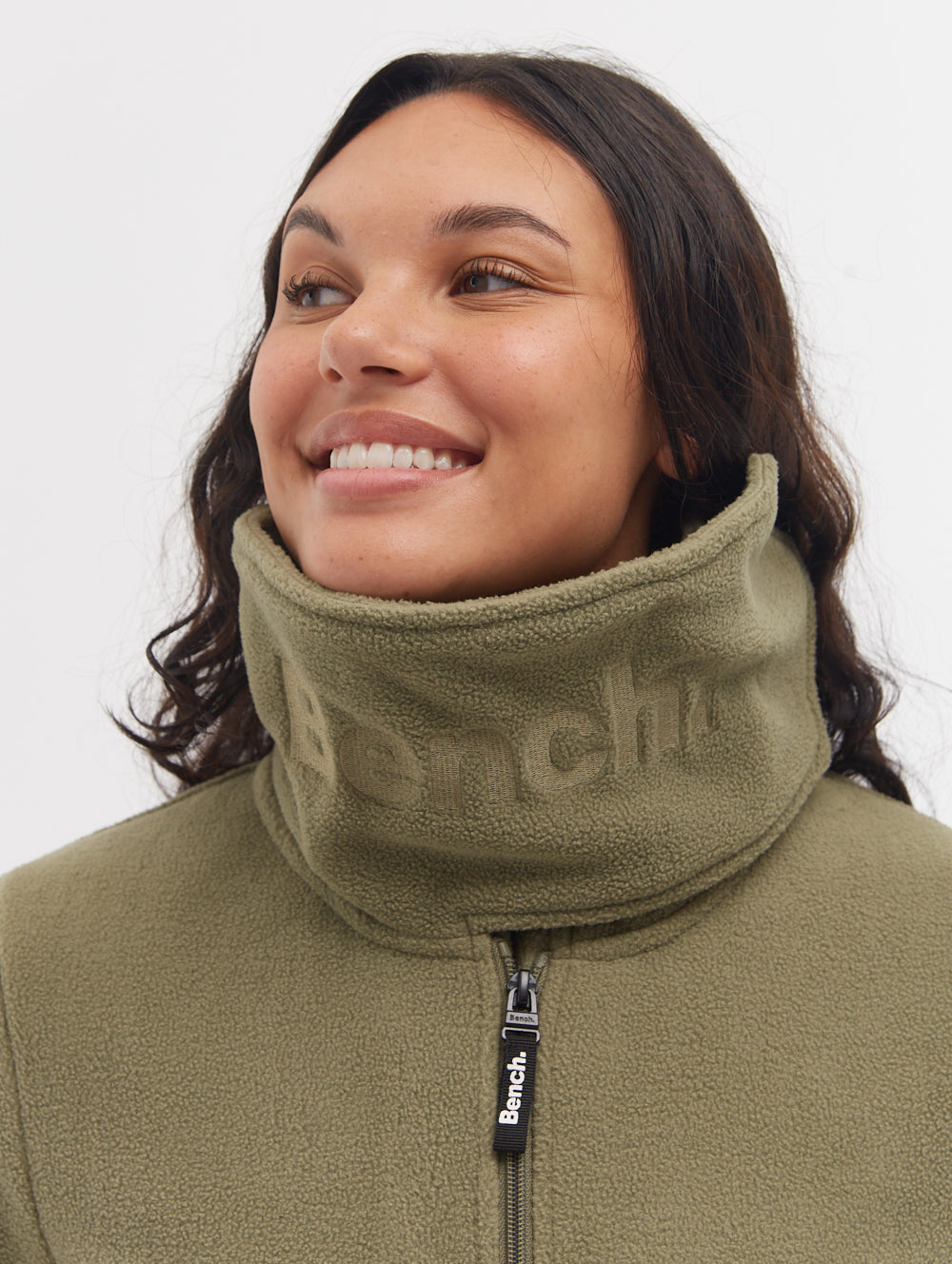 Funnel Microfleece Wrap Neck Zip-Up - Green