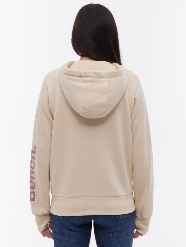 Darcine Zip-Up Hoodie with Sleeve Logo - White - Bench