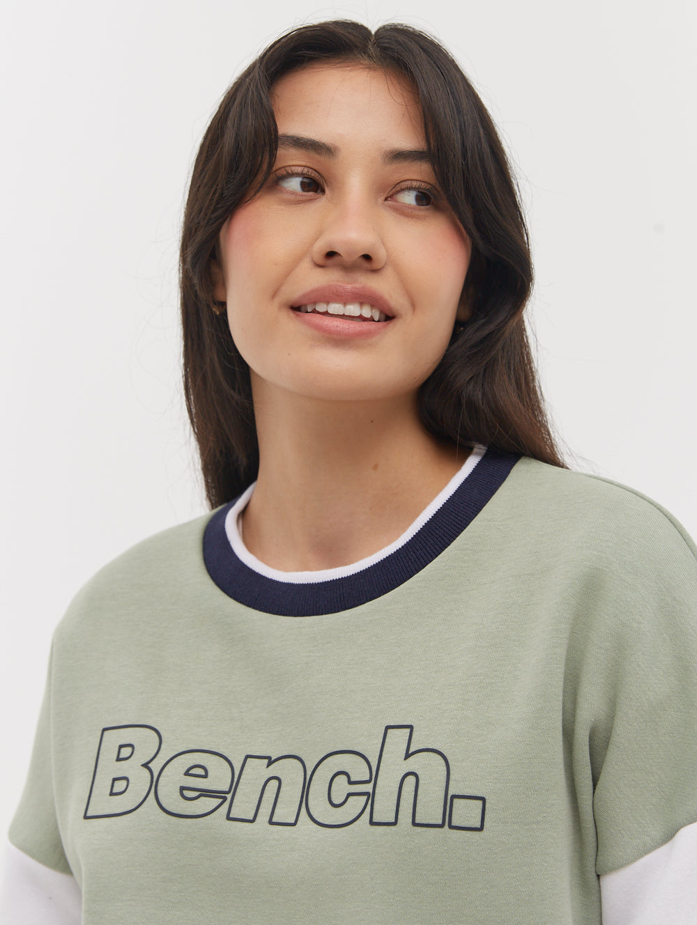 Hendra Stripe Sleeve Crew Neck Sweatshirt - Green