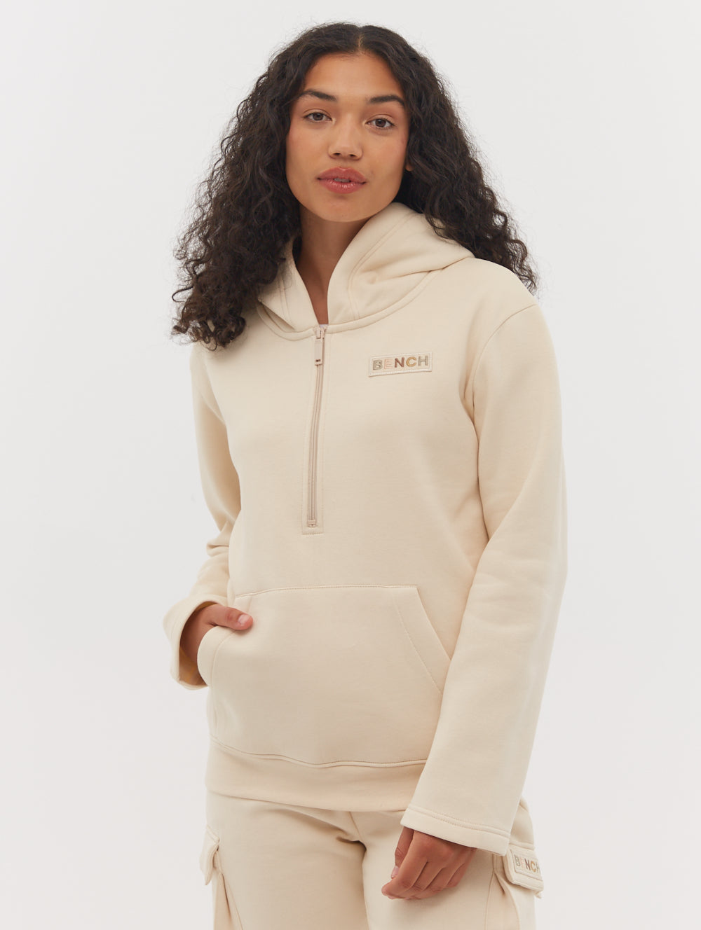 Yael Half-Zip Hoodie - White