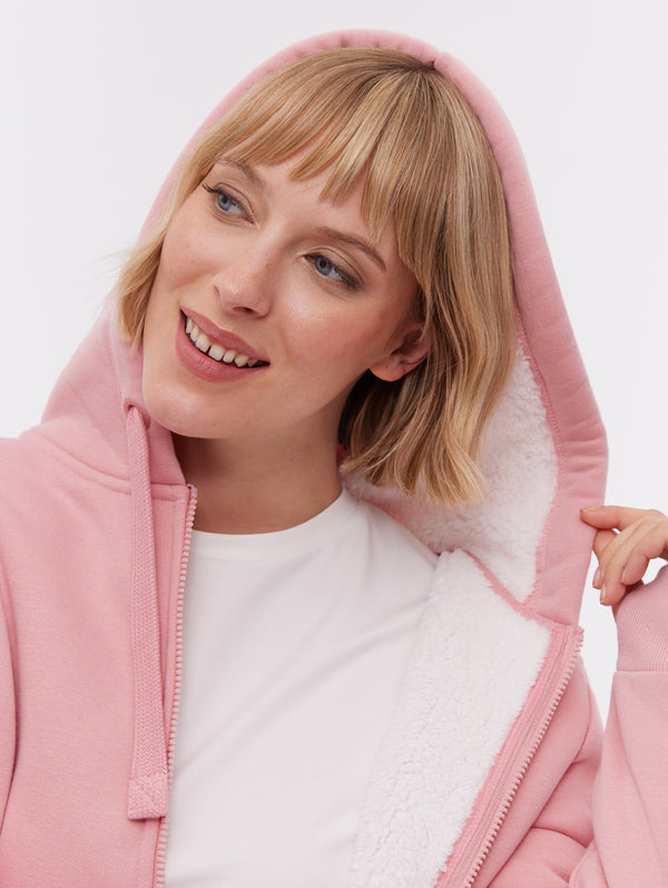 Mintz Sherpa-Lined Zip-Up Hoodie - Pink - Bench