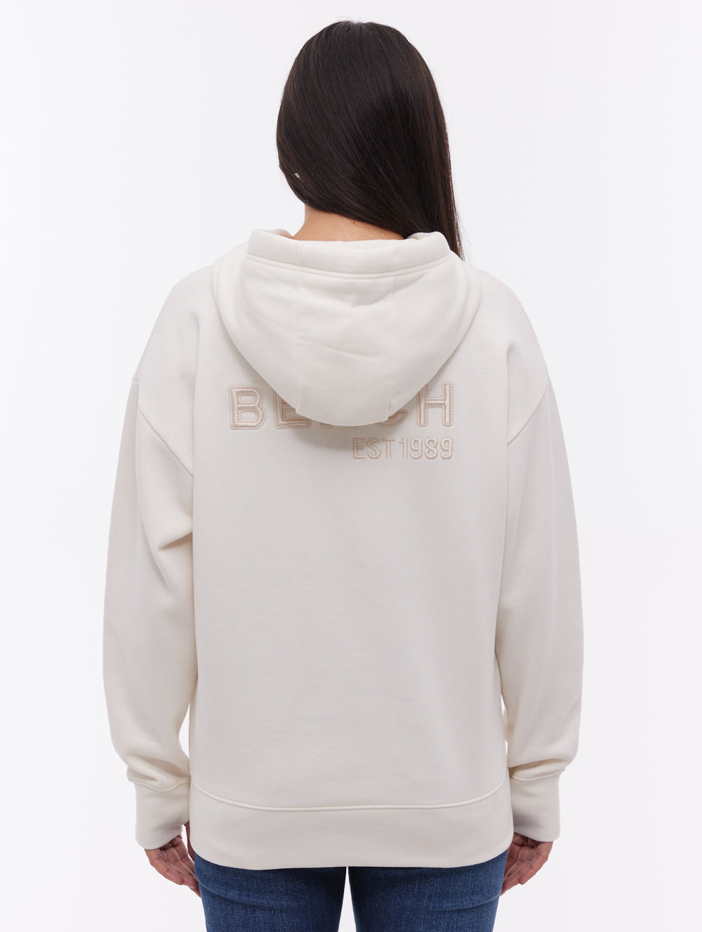 Temra chandail à capuchon zippé avec logo au dos - Blanc