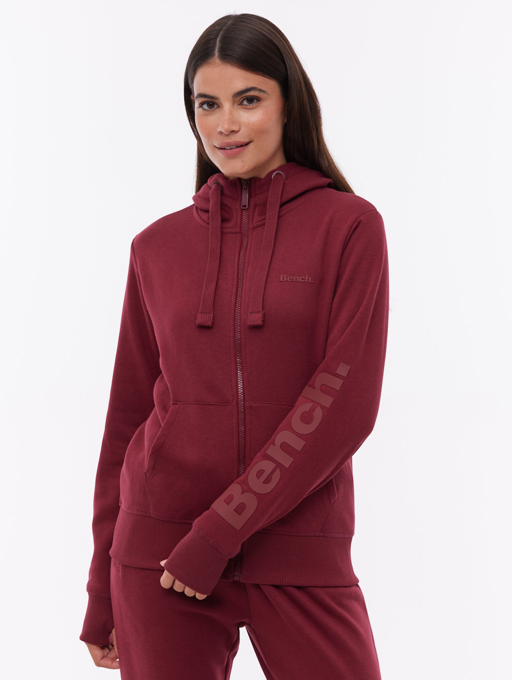 Codie chandail à capuchon zippé - Rouge