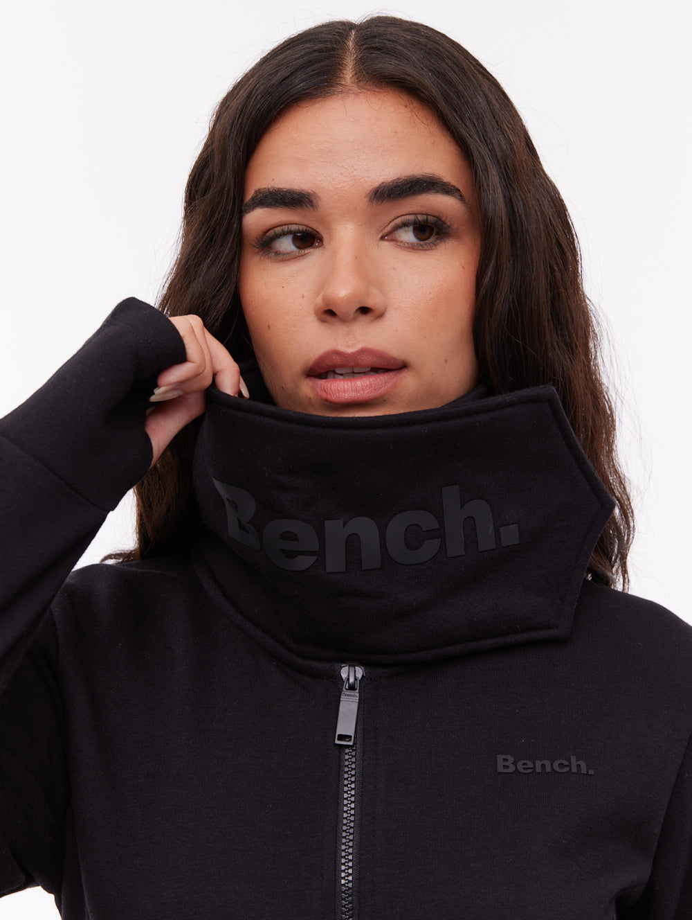 Annah Black BK001 Funnel Zips Logo Shot 1