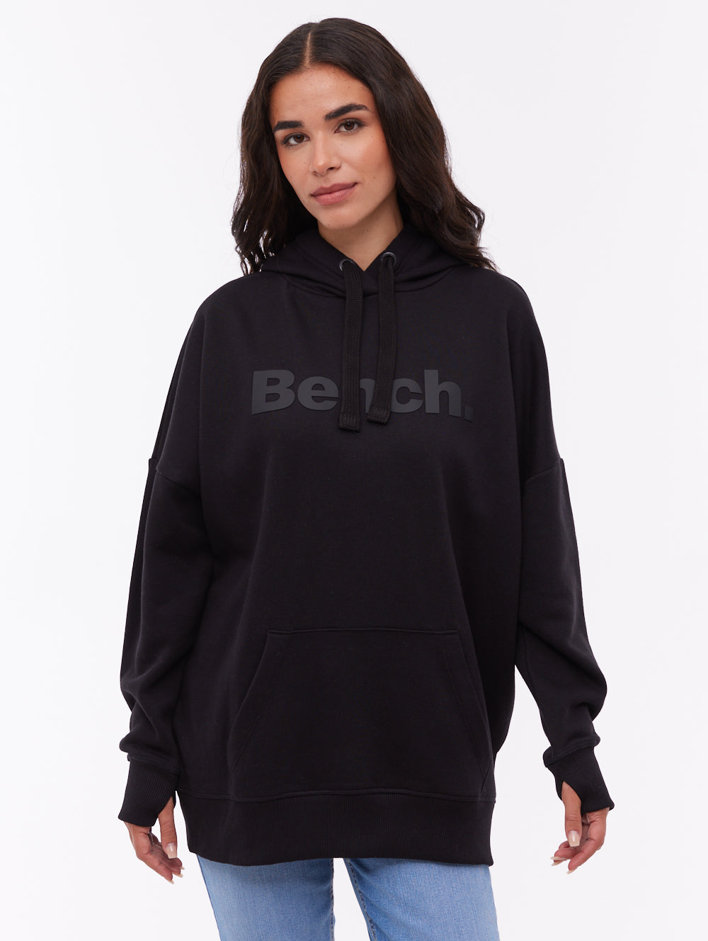 Linra chandail à capuchon logo ton sur ton - Noir