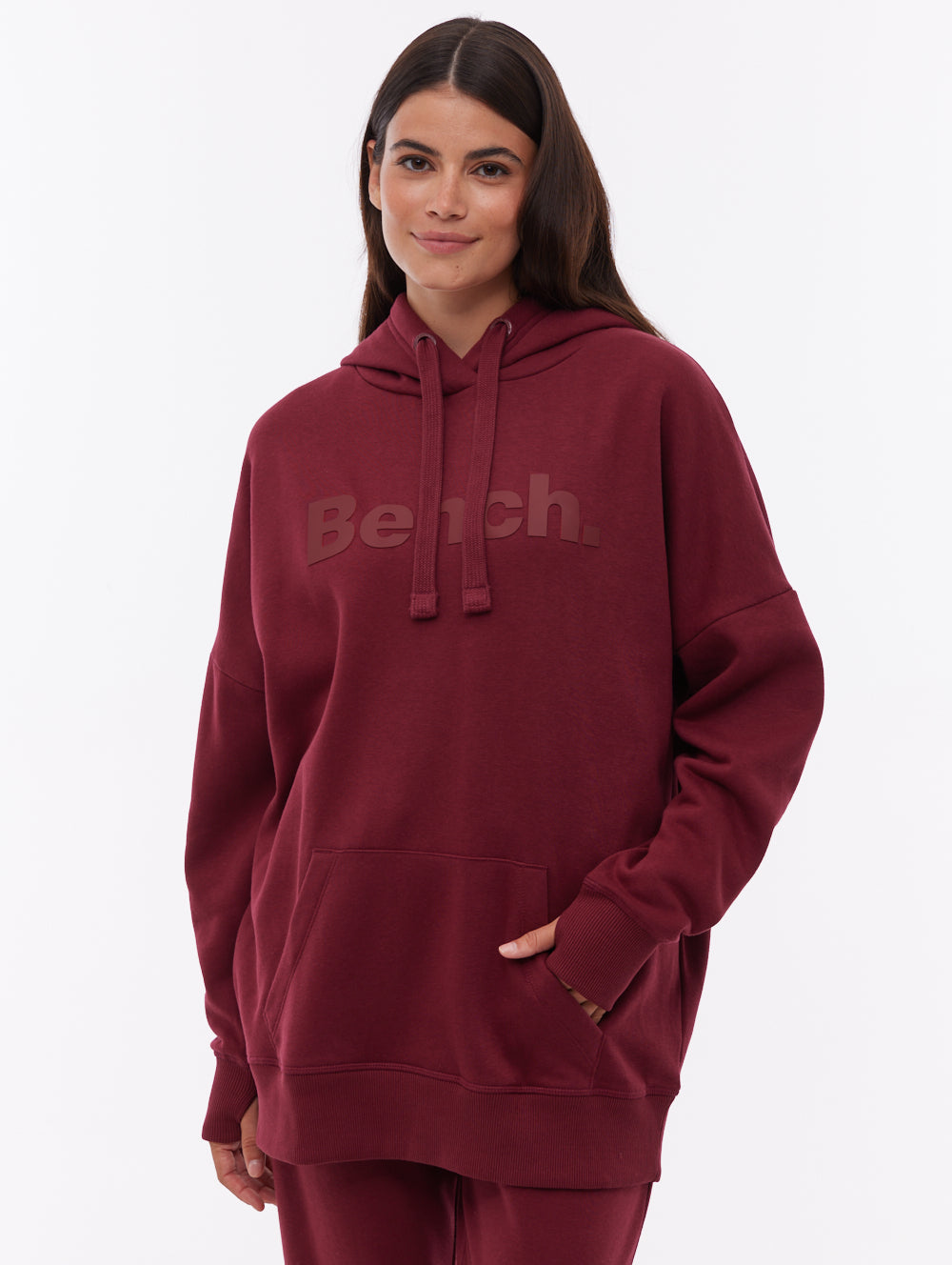 Linra chandail à capuchon logo ton sur ton - Rouge