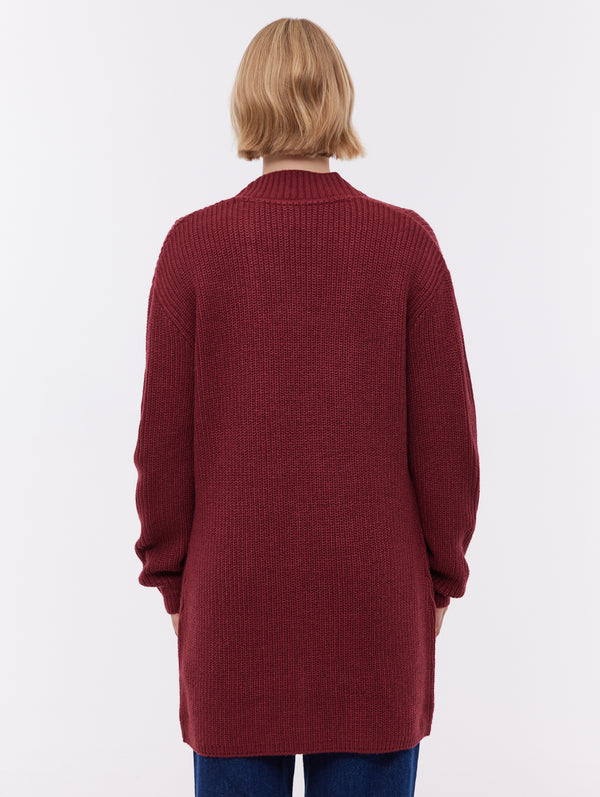 Asteria Long Cardigan Sweater - Red - Bench