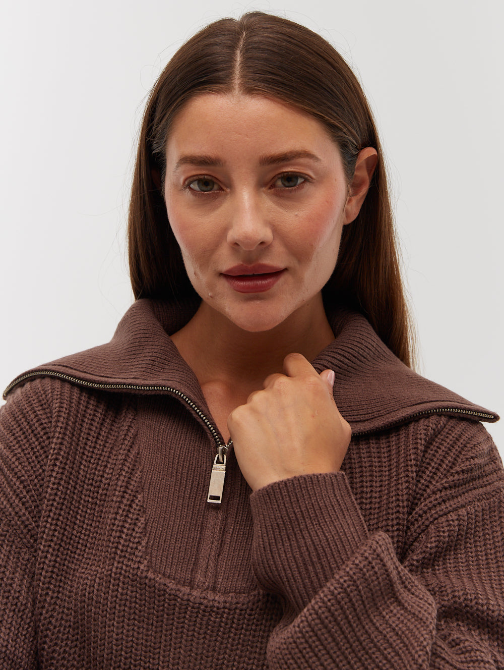 THURYNN Brown Knits 1/4 Zips Shot 2