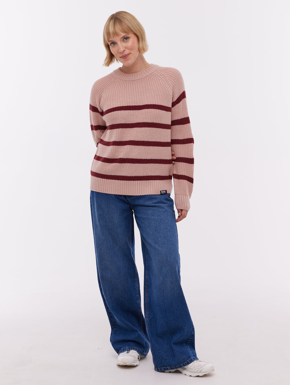 Lourine Pink PK021 Knit Crews Striped Shot 1