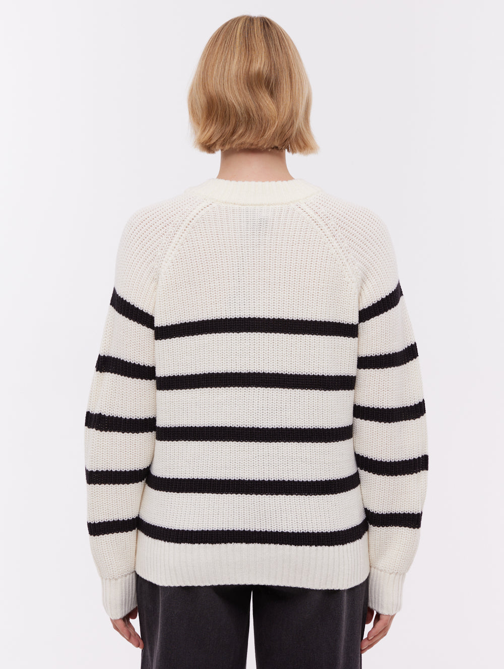 Lourine White WH007 Knit Crews Striped Shot 3