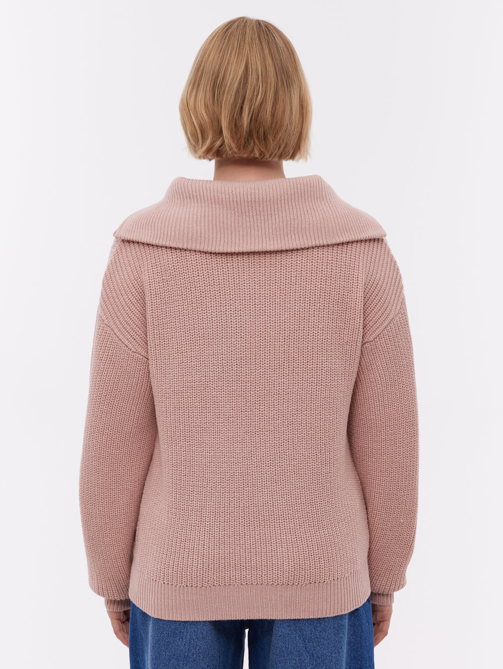 Audreena Pink PK021 Knit 1/4 Zips Oversized Collar Shot 3