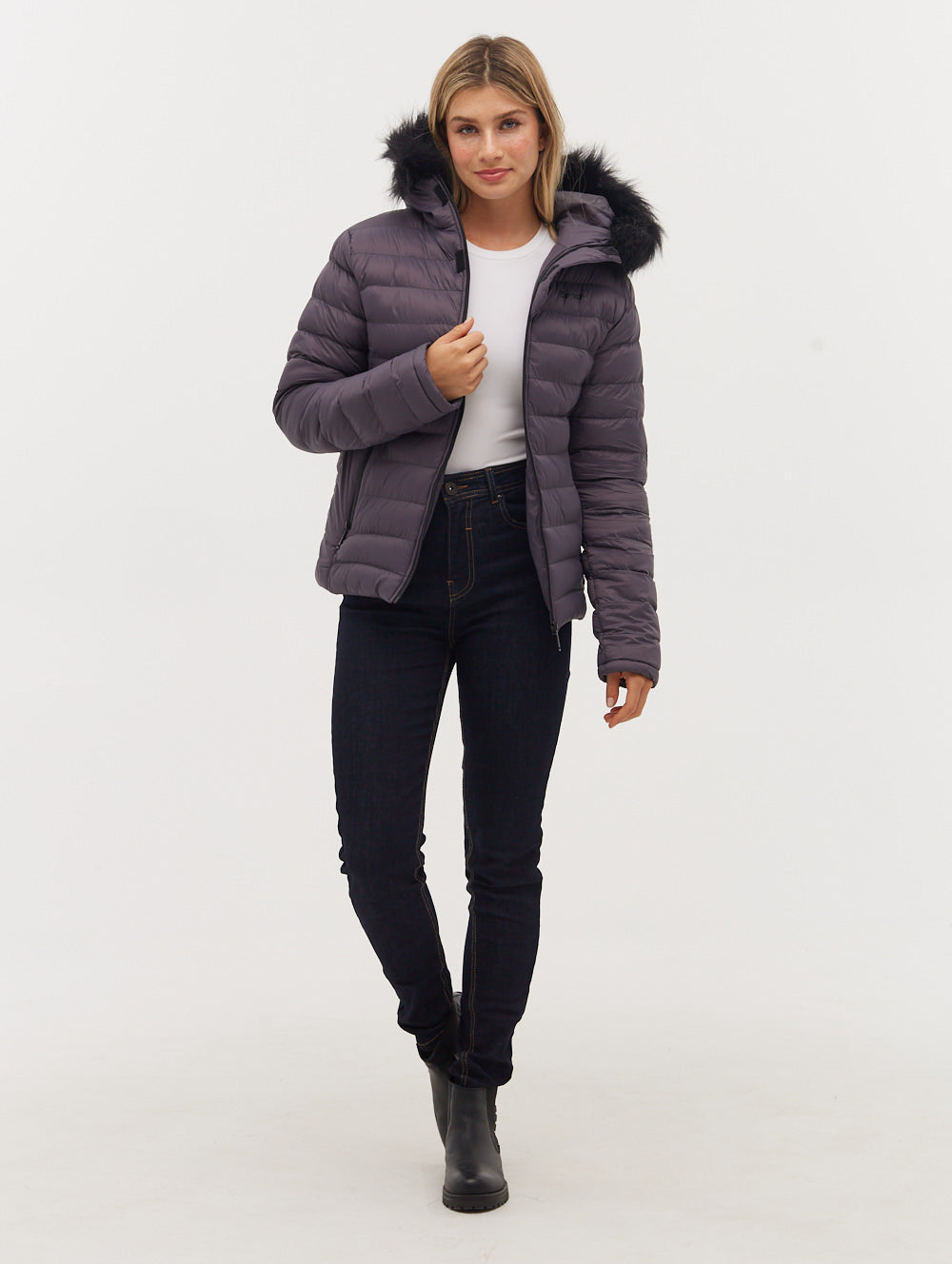 Ludlow Hooded Bomber Jacket - Grey