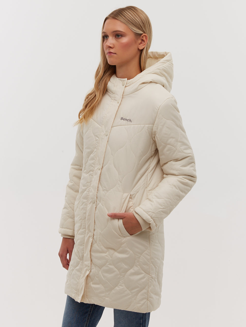 Dakoah Honeycomb Quilted Midi Jacket - White