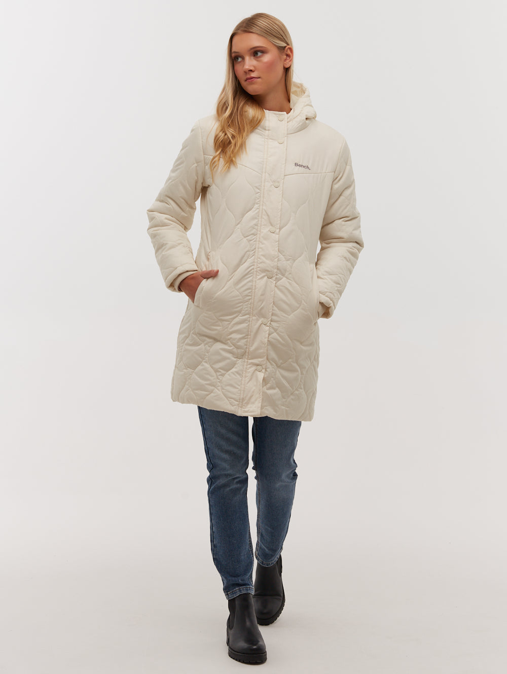 Dakoah Honeycomb Quilted Midi Jacket - White