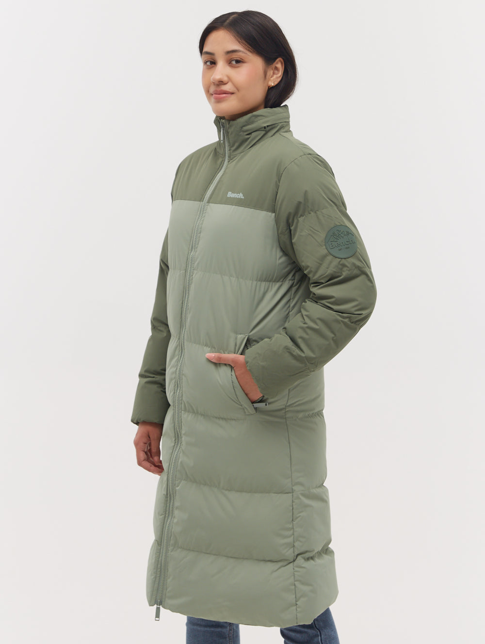 Phyllis Two-Tone Long Parka - Green
