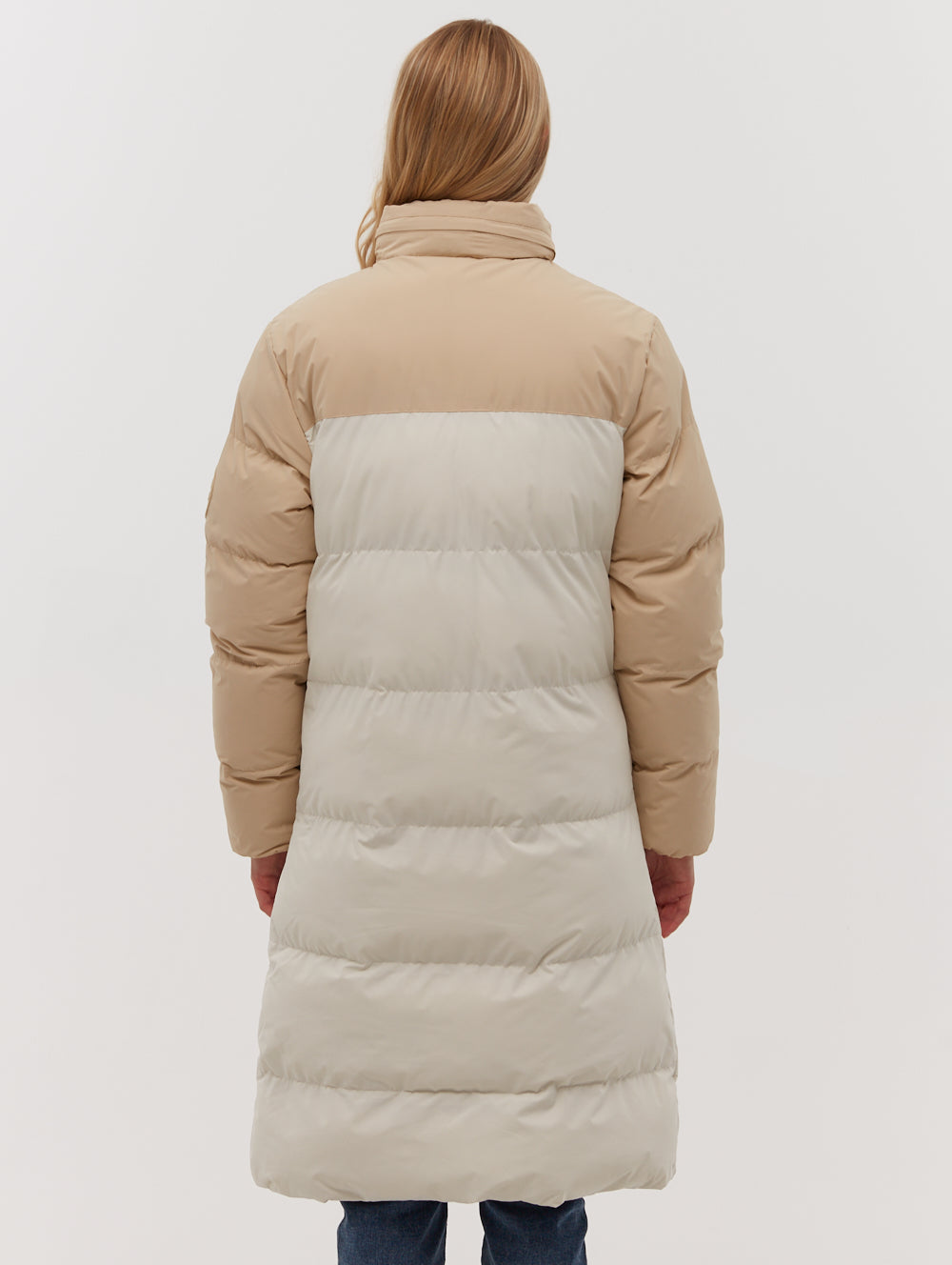 Phyllis Two-Tone Long Parka - White