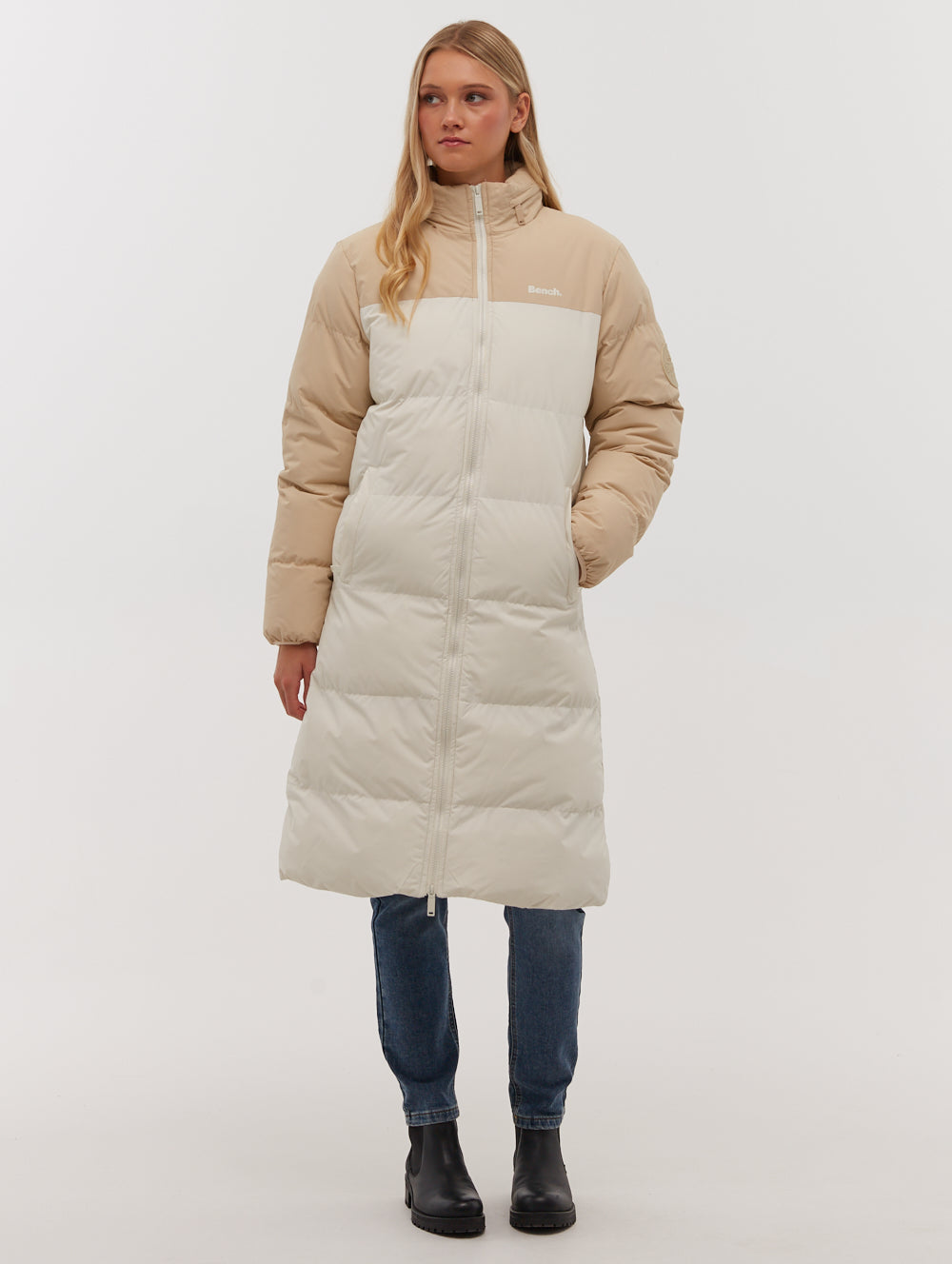 Phyllis Two-Tone Long Parka - White