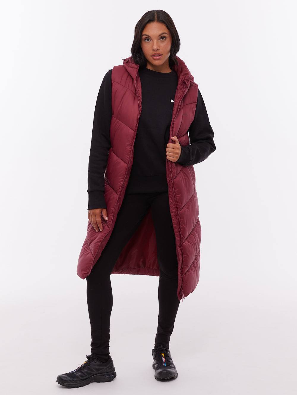 Illy veste sans manches matelassée longue à chevrons - Rouge