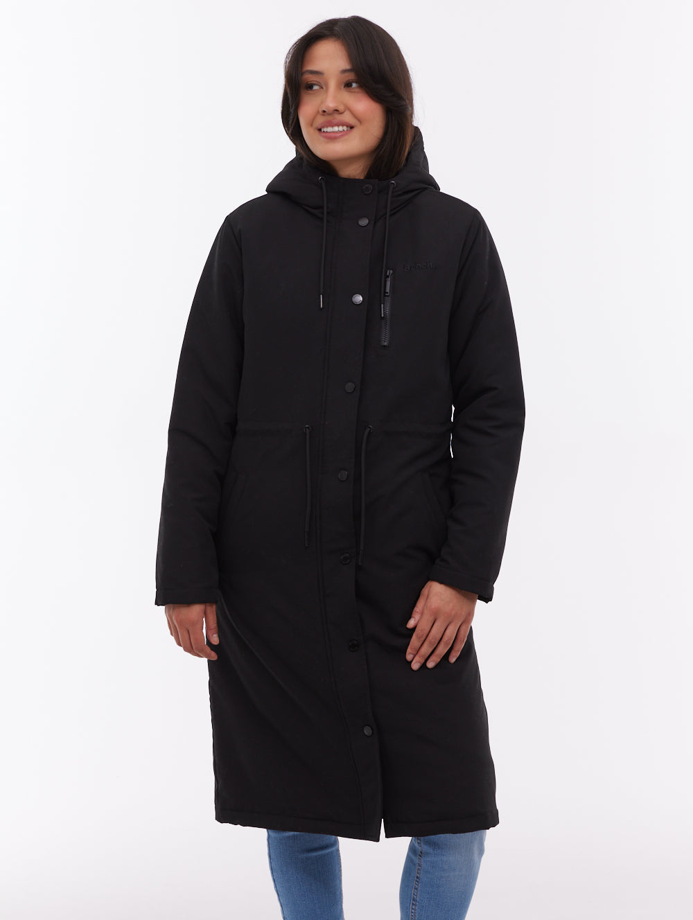 Sari manteau long matelassé à capuchon - Noir