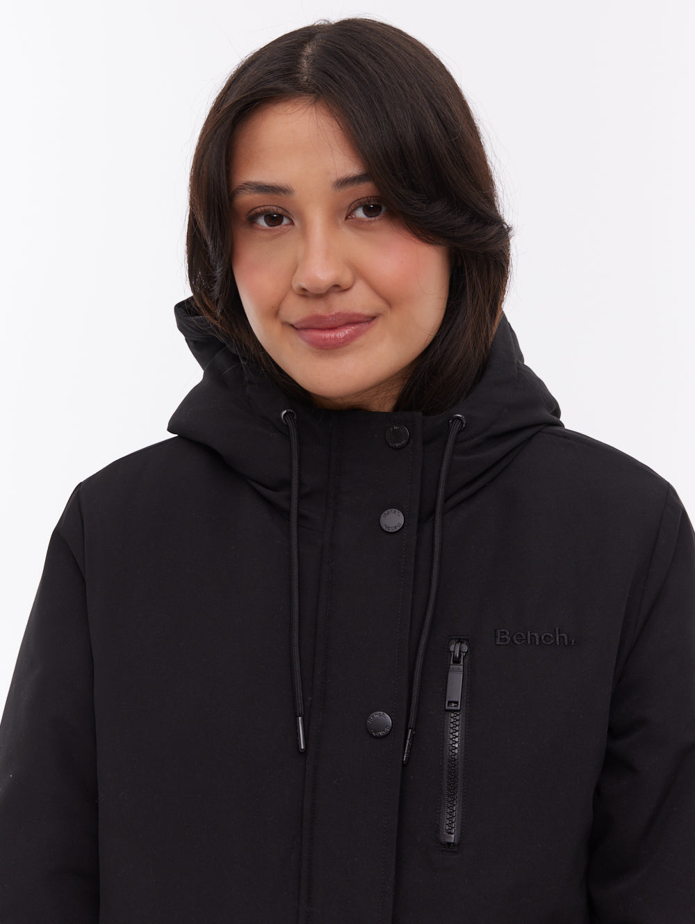 Sari manteau long matelassé à capuchon - Noir