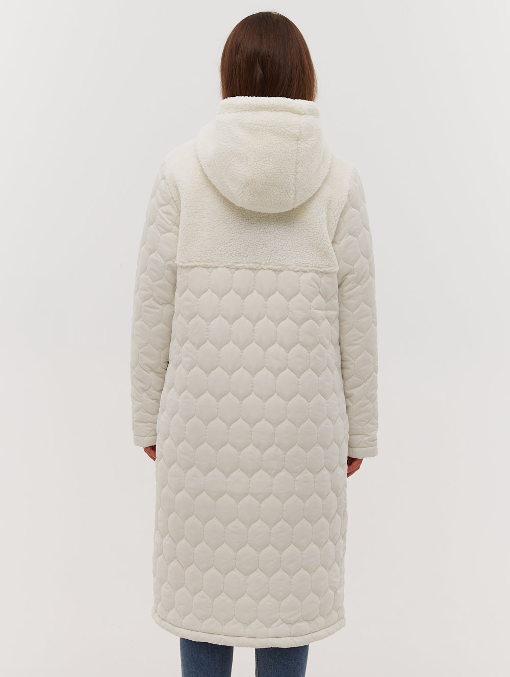 Lelah Honeycomb Quilted Longline Parka - White