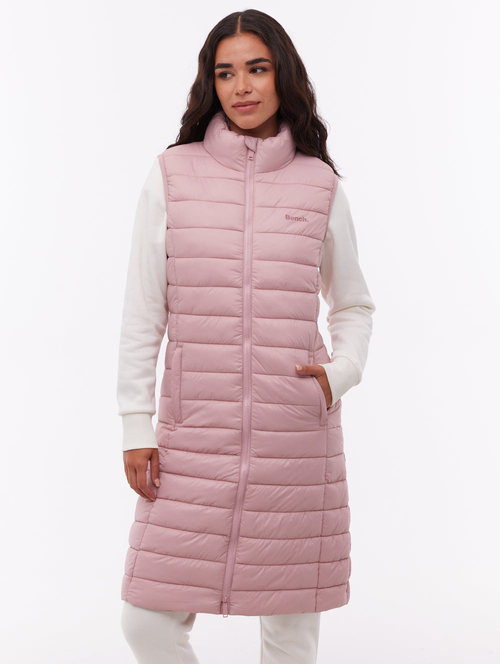 Meridian veste sans manches matelassée maxi - Rose
