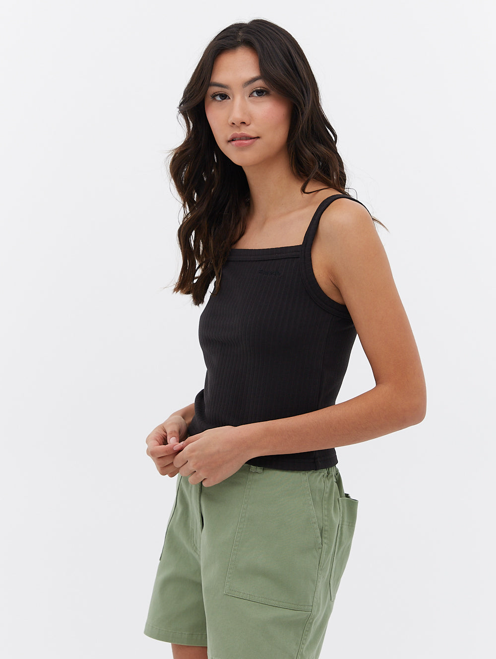 Ribbed Square Neck Cropped T-Shirt – Urban Planet